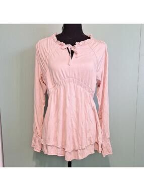 Nwt Style Midnight Velvet Pink Blouse Size Large